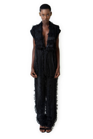 PLEATED FRINGE PANTS
