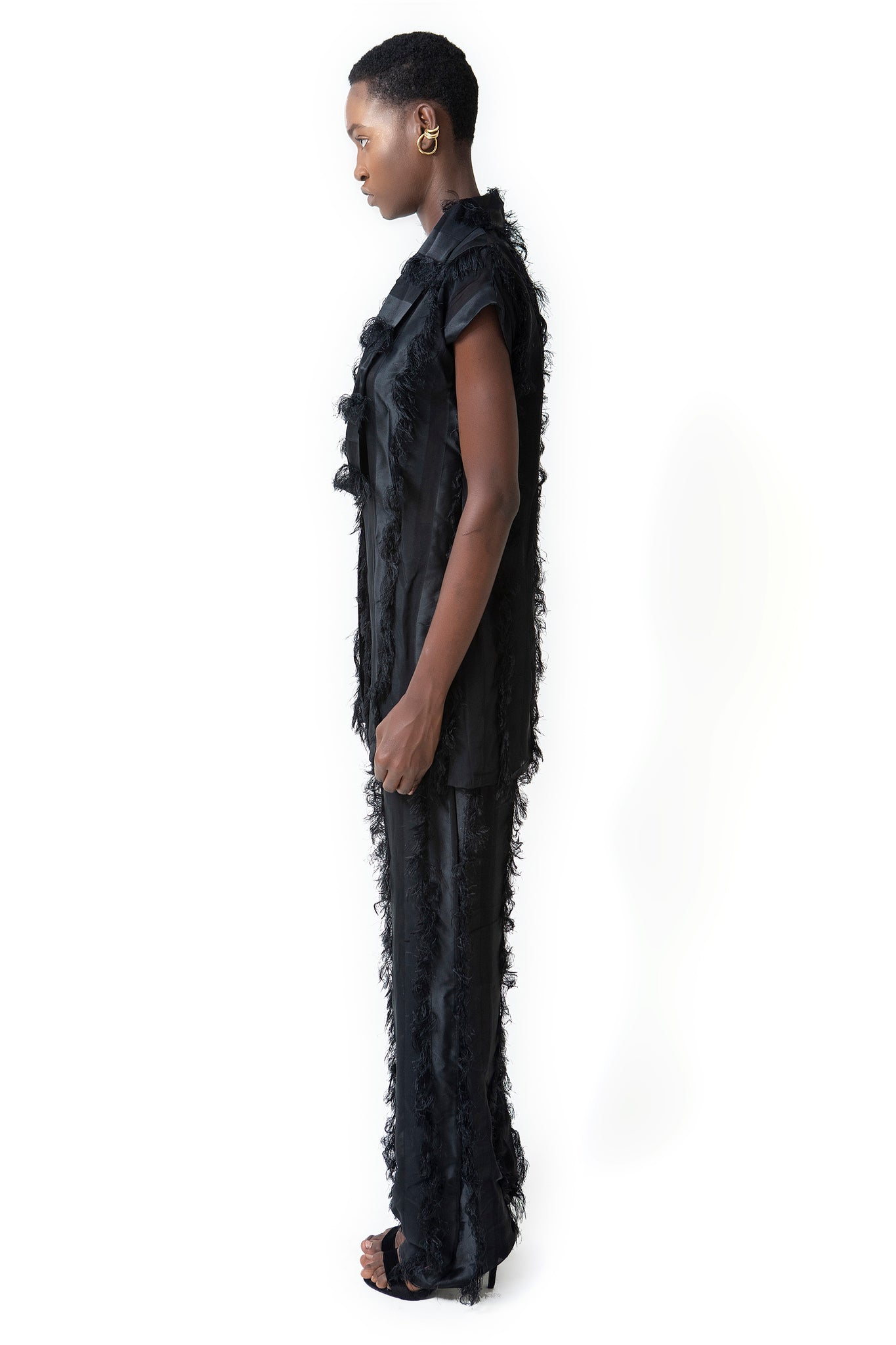 PLEATED FRINGE PANTS