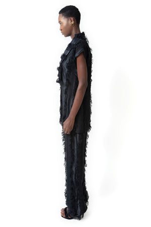 PLEATED FRINGE PANTS