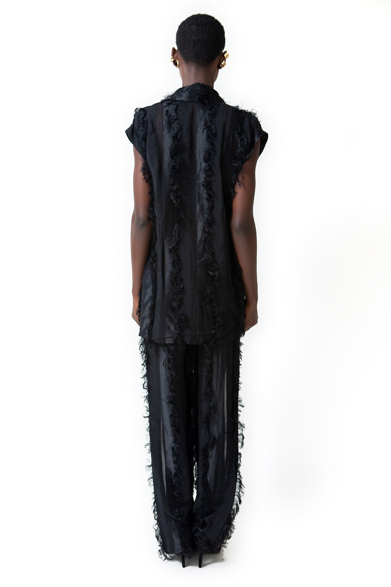 PLEATED FRINGE PANTS