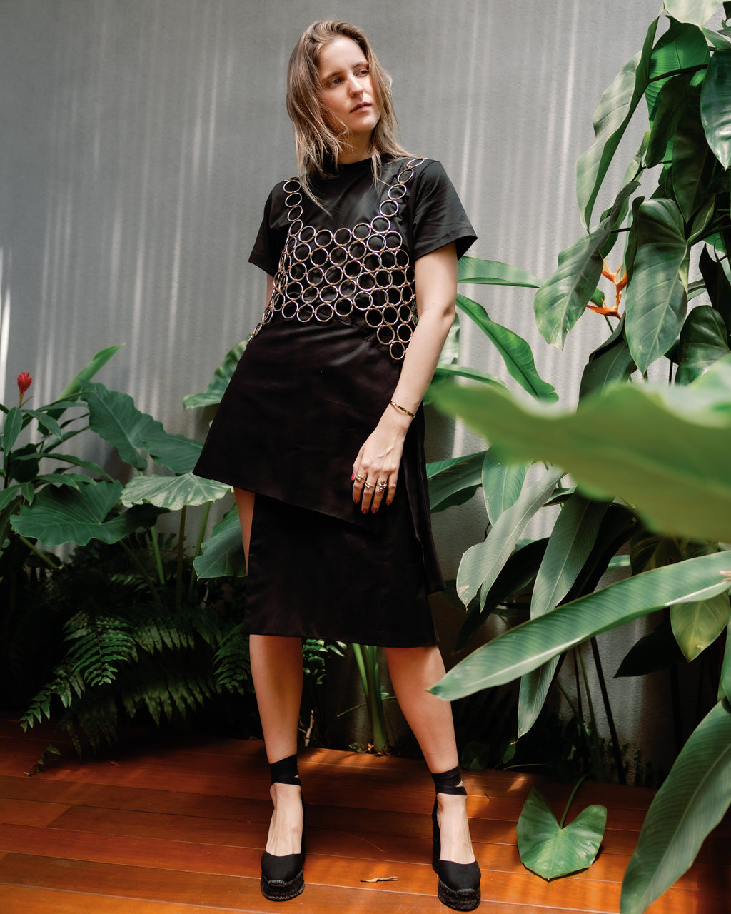 LONG SHORT SKIRT BLACK