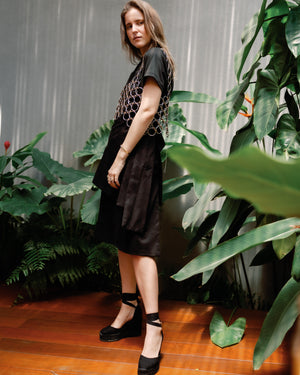 LONG SHORT SKIRT BLACK