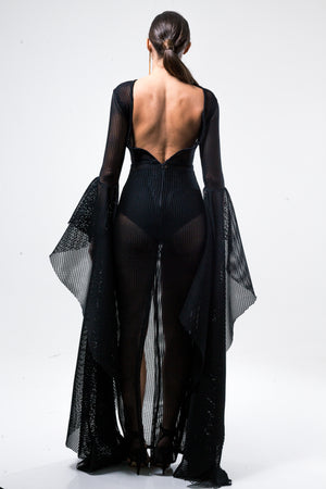 Sleeves on the floor Black Dress